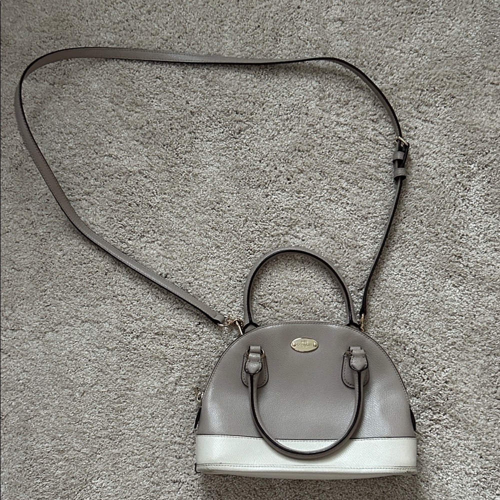 Chic Taupe and White Coach Crossbody Bag